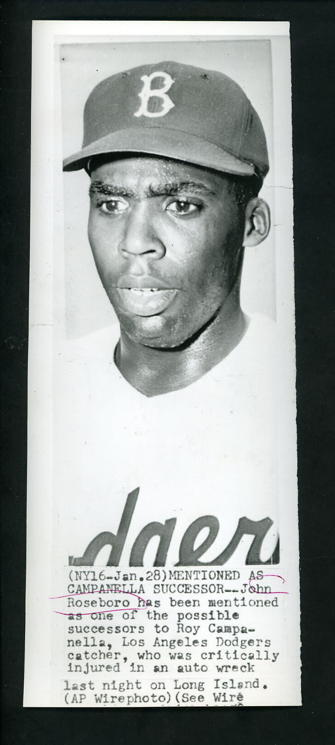 John Roseboro Campanella Successor 1958 Press Photo Poster painting Brooklyn Los Angeles Dodgers