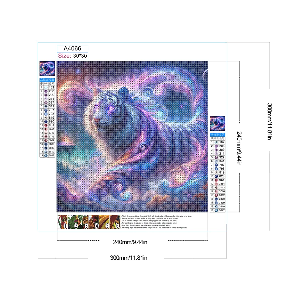 Diamond Painting - Full Round Drill - Purple Tiger(Canvas|30*30cm)