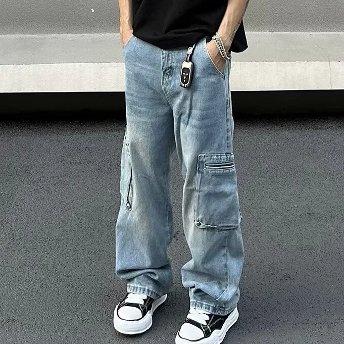 Magibyte Vintage Cargo Pants – Loose Fit Multi-pocket Jeans for Men and Women  
