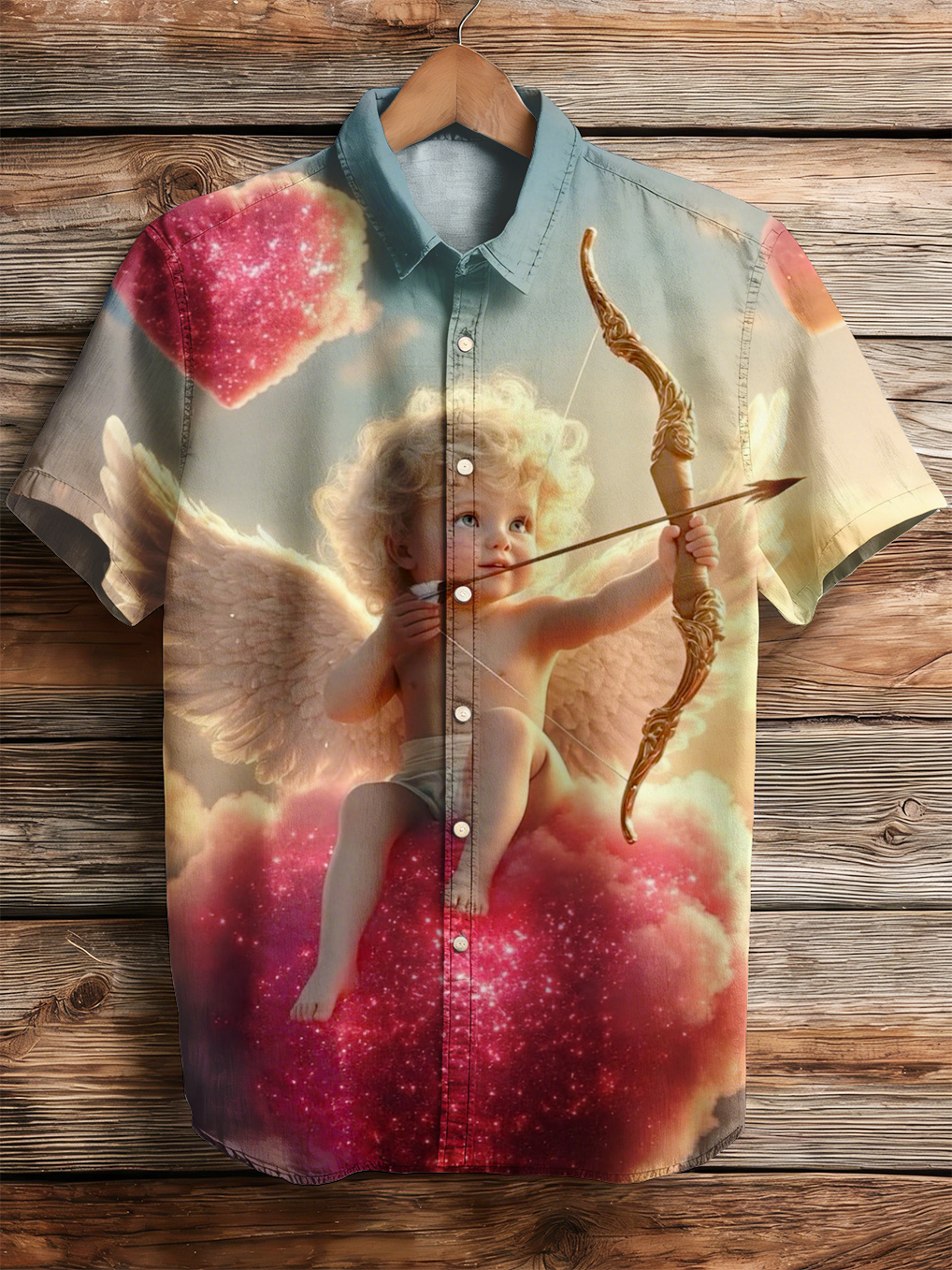 Men's Valentine's Day Heart Angel Shirt PLUSCLOTHESMAN