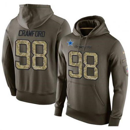 NFL Men's  Dallas Cowboys #98 Tyrone Crawford Stitched Green Olive Salute To Service KO Performance Hoodie