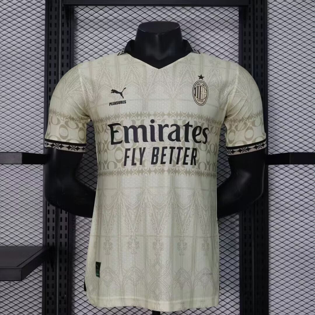 AC Milan x Pleasures maillot foot Blanc 2024 2025 Fourth Maillot De Fou, site maillot de foot pas cher