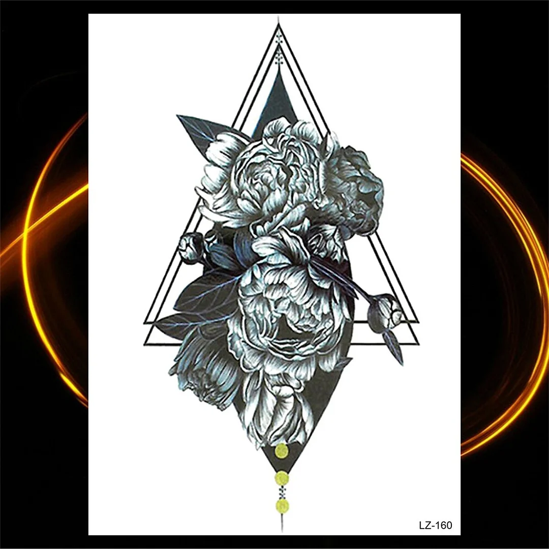 Sdrawing Rose Flower Moon Temporary Tattoos For Women Adult Pendant Peony Lotus Fake Tattoo Calf Thigh Body Art Waterproof Tatoos