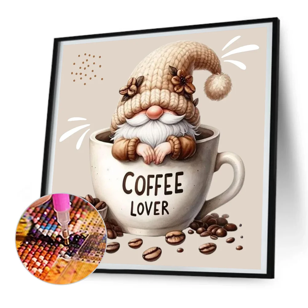Diamond Painting - Full Round Drill - Coffee Gnome(Canvas|30*30cm)