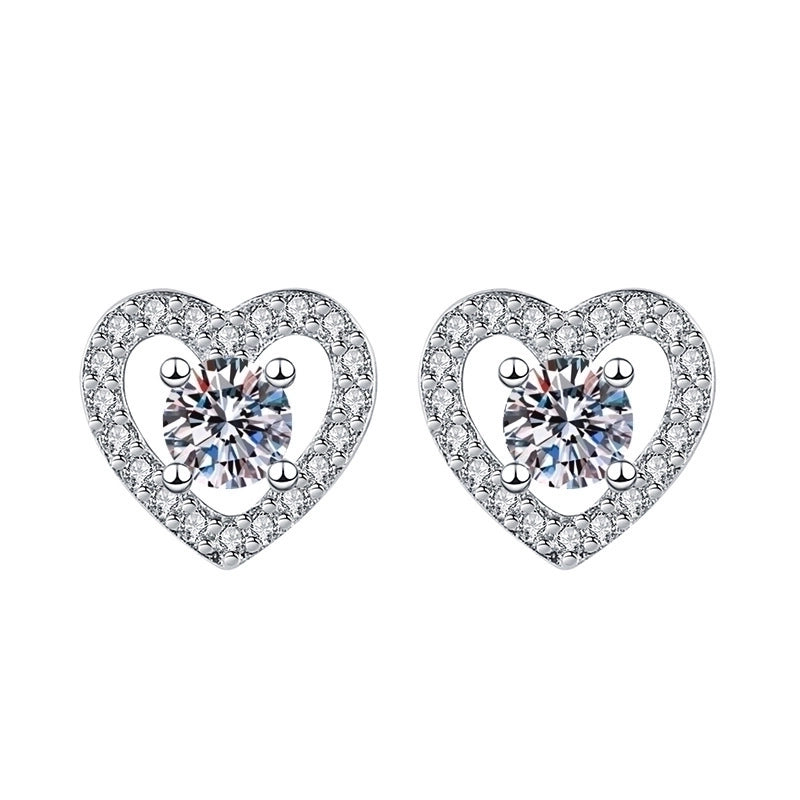 1 Pair Sweet Minimalist Round Heart Shape Bow Knot Plating Inlay Copper Zircon Silver Plated Drop Earrings
