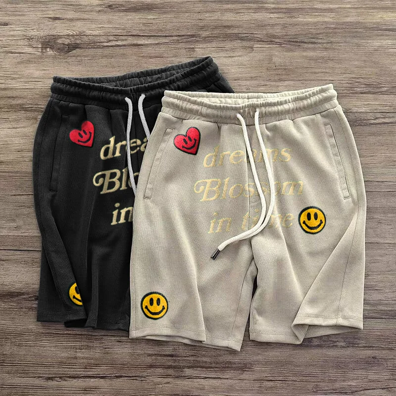 American street style print track shorts