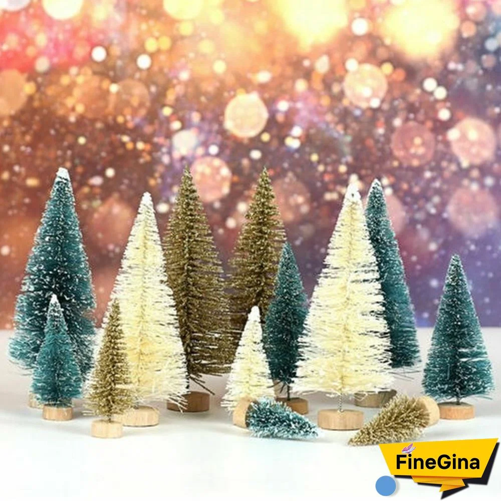 Wholesale 12/24Pcs Tabletop Christmas Pine Tree Xmas Mini Snow Trees Small Decoration Gifts
