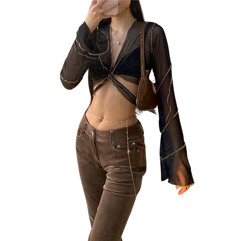 2021 Fairy Grunge Shirt Basic Mesh Print Top Women E Girl Gothic Punk Style T-shirts Tees Clothes Street Tops Womens Clothing