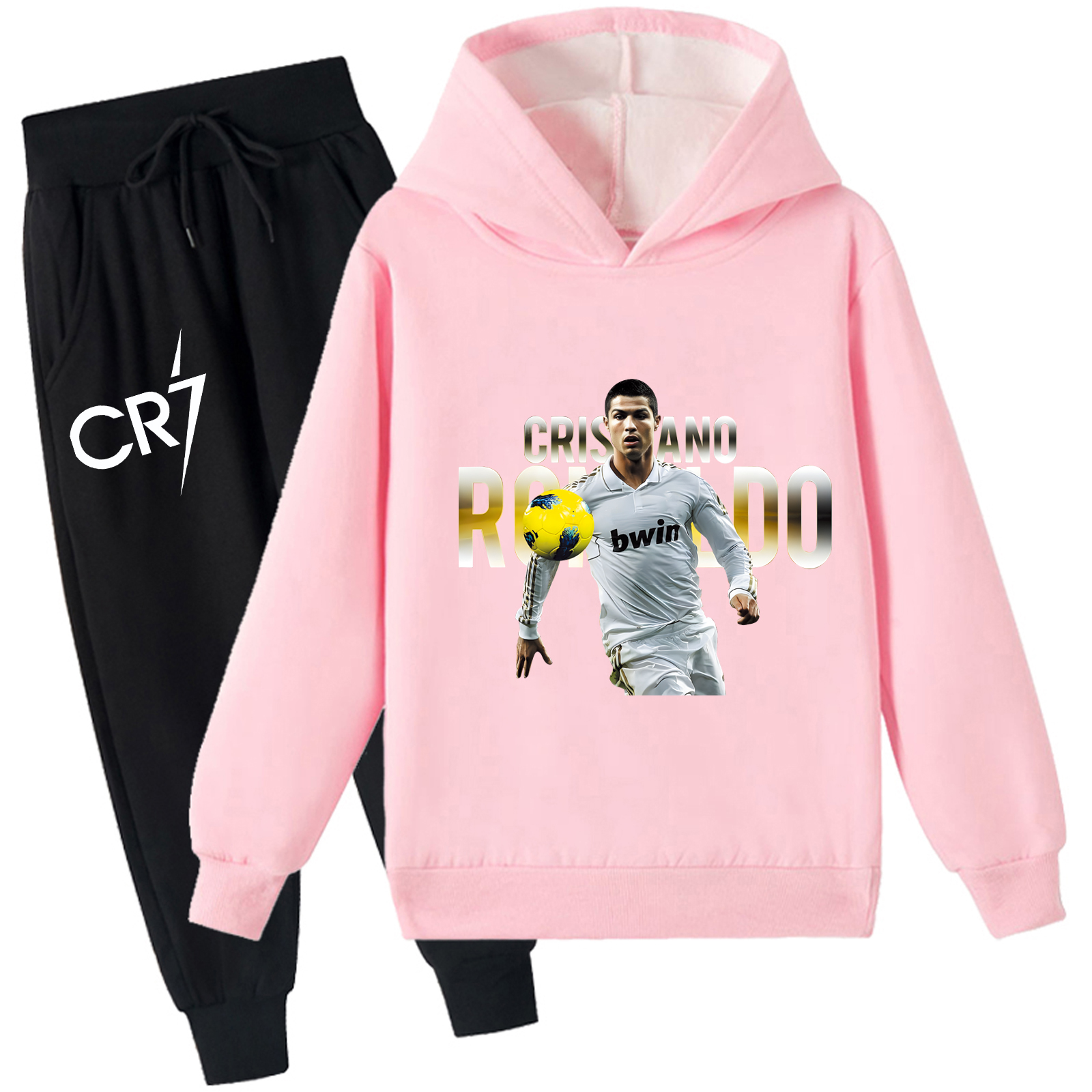 Mayoulove Kids' Cristiano Ronaldo Fleece Hoodie Set - Stylish Sportswear for Boys  Girls, Perfect for Fans-Mayoulove