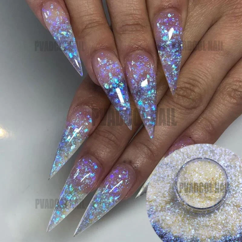 Holographic Glitter Laser Sequins Flakes Nail Dust Powder Glitters Snowflower Maple Leaf Pailliette Pigment Nail Art Decorations-Nail Inspo
