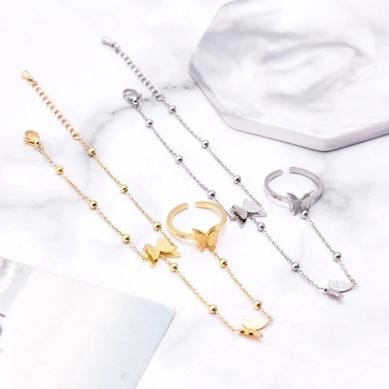 Fashion Devil’s Eye Heart Shape Butterfly Titanium Steel Plating Bracelets