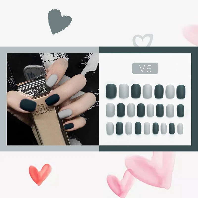 24pcs/box Khaki Pure Color Frosted Ballet matte Fake Nail press on Wearable Detachable Nail Tip Long Healthy full cover for Girl-Nail Inspo