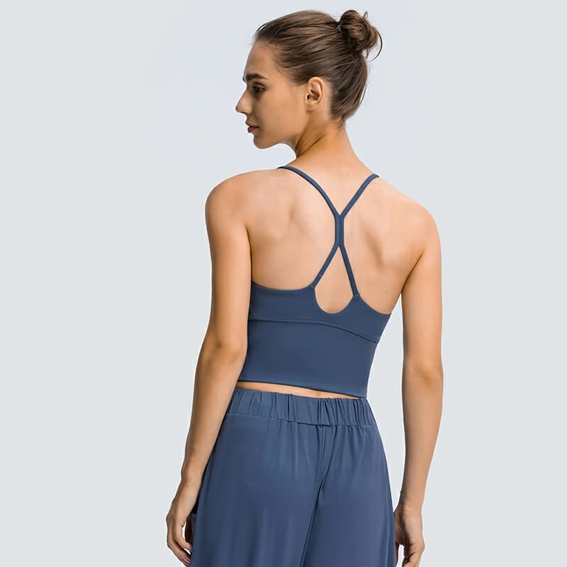 Hergymclothing v neck crop top tank for yoga, biker and other exercise