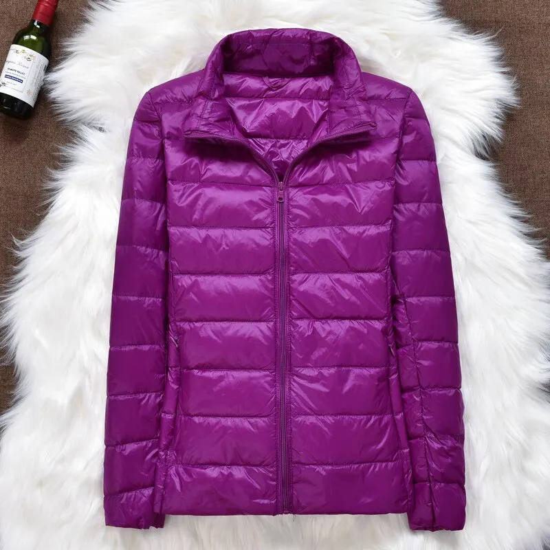 Ailegogo New Autumn Women Ultra Light Down Jacket 90% White Duck Down Hooded Coat Warm Coat Parkas Female Portable Outwear