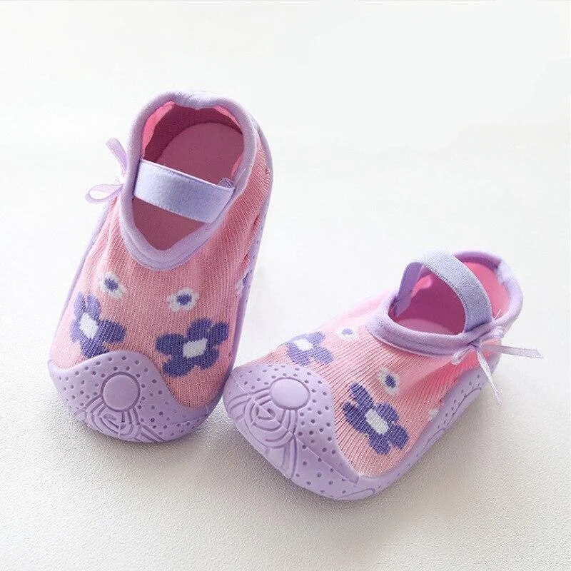 0 to 24M Spring Princess Summer Soft Rubber Sole Baby Cartoon Floor Socks Girls Ankle Sock Breathable Anti-slip Toddler Shoes