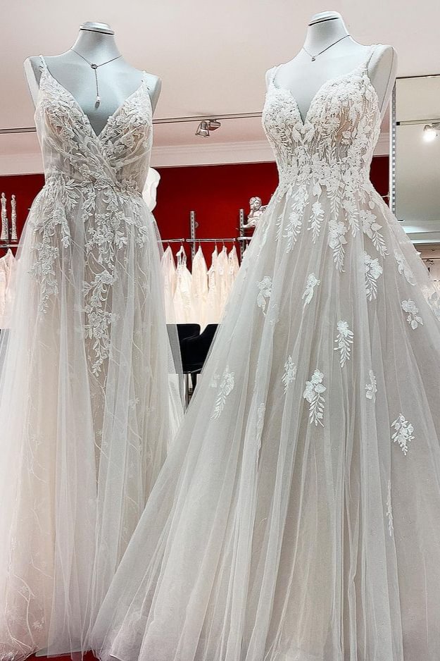 Bellasprom Modest Long Sleeveless Backless Wedding Dress With Ruffles V Neck