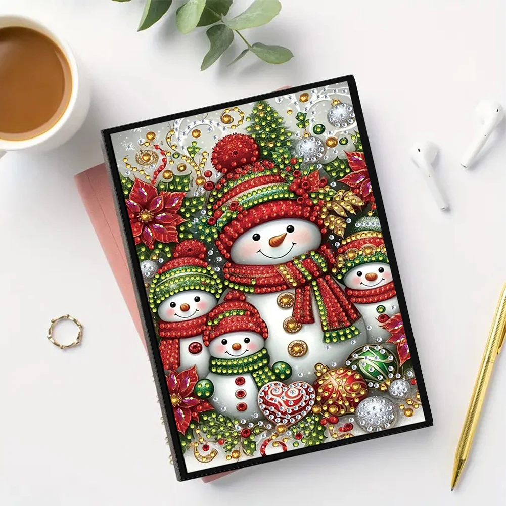 50-Page A5 Snowman Diamond Painting Notebook for Adult Holiday Birthday Gift