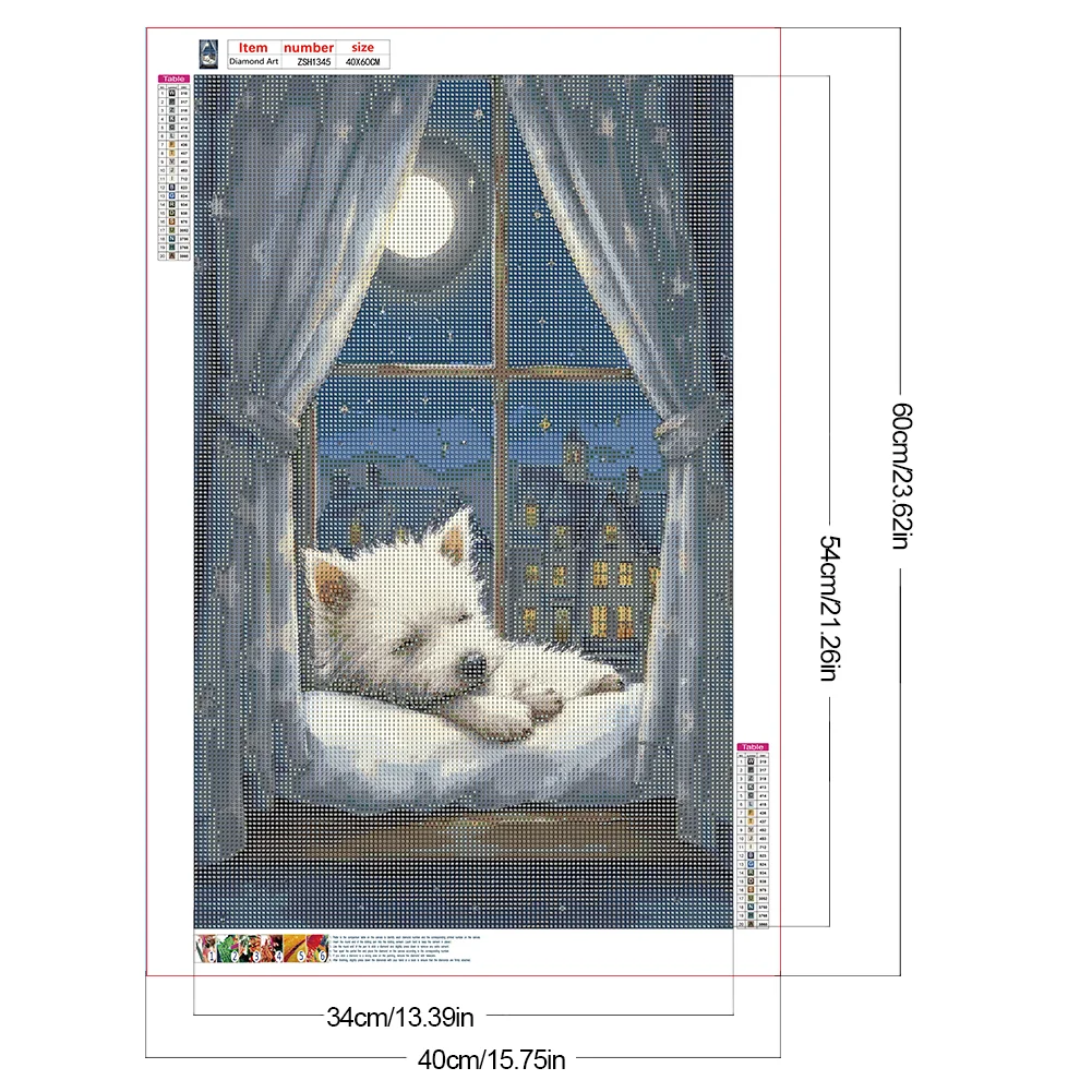 Diamond Painting - Full Round Drill - Windowsill Puppy(Canvas|40*60cm)
