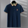 Men's Business Striped Lapel Polo Shirt