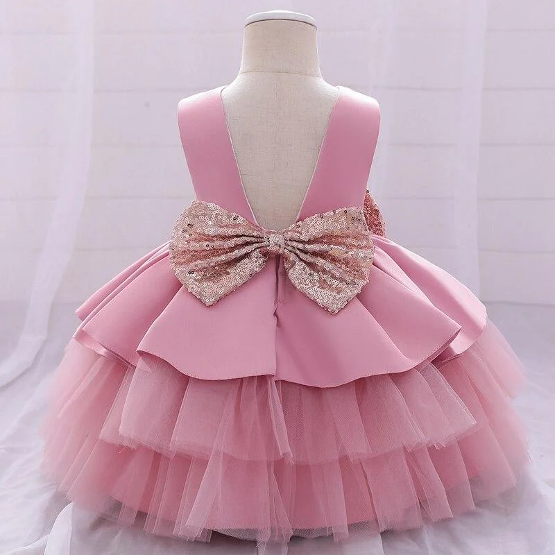 2021 Summer Newborn Tutu Dress 1st Birthday Dress For Baby Girl Clothes Big Bow Princess Baptism Dresses Ceremony Party Dress