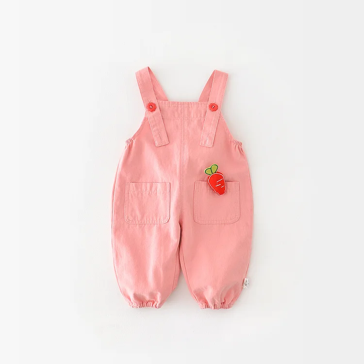 Baby Girl Pink Strawberry Sleeveless Simple overalls Romper