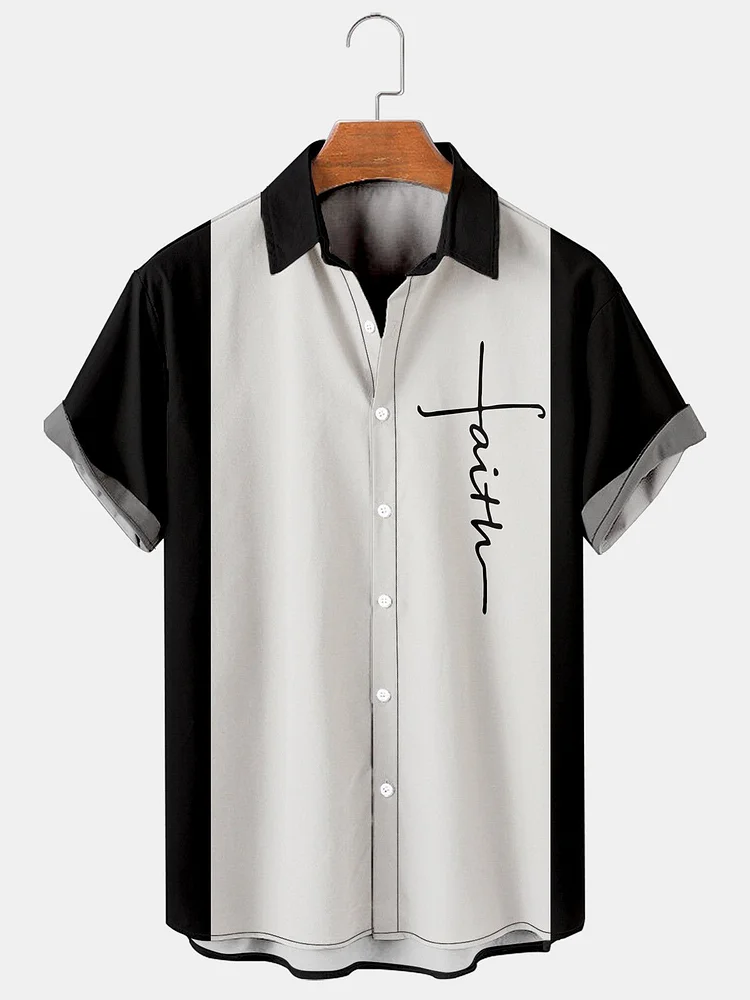 Simple cross stitching casual shirt bowling shirts