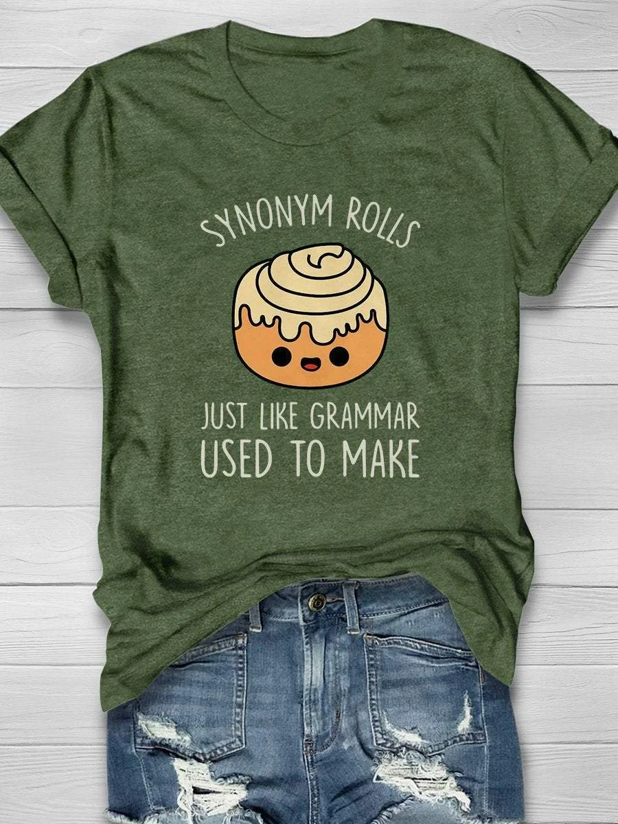Synonym Rolls Teacher Print Short Sleeve T-shirt