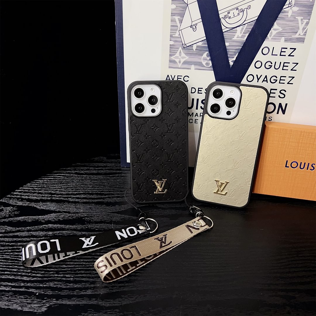 LV Elegant Bracelet Monogram 3D Embossed Soft-touch Leather Apple iPhone Case Samsung Galaxy Cover