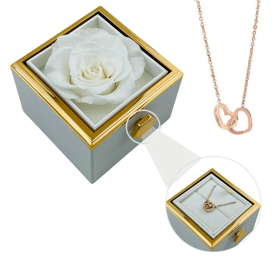 Eternal Rose Box - W/ Engraved Necklace & Real Rose