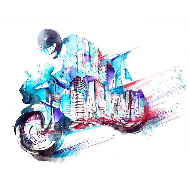 Motorcycle And Architecture - Full Round Drill Diamond Painting - 50*40CM(Canvas)