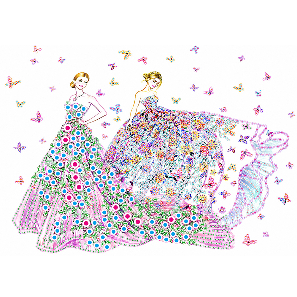

40*30CM - Special Shaped Diamond Painting - Girls in Gowns, 501 Original