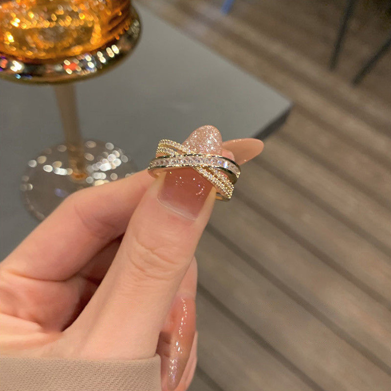 軽量贅沢クロス開口ジルコンリング