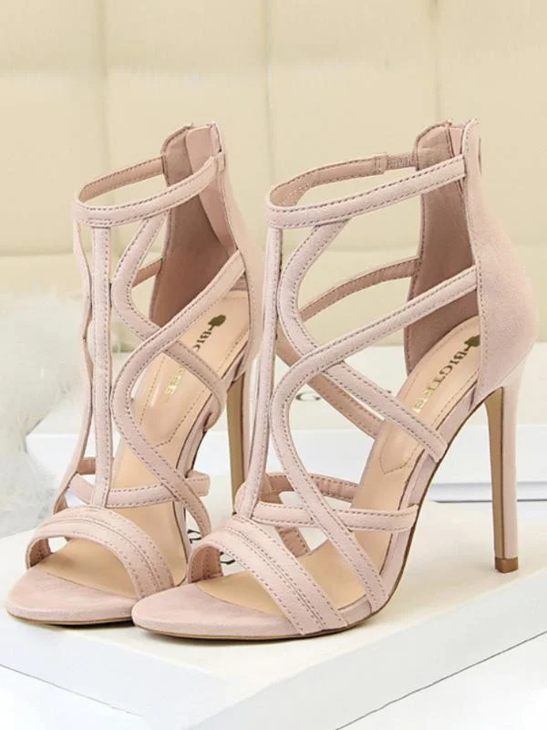 Stiletto super high heel suede hollow sexy sandals