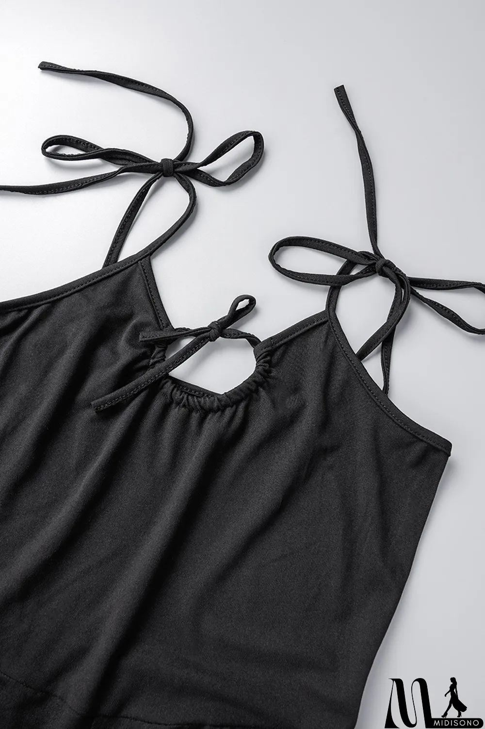 MidiSono - Tangerine Red Sexy Casual Solid Bandage Backless Spaghetti Strap Regular Jumpsuits