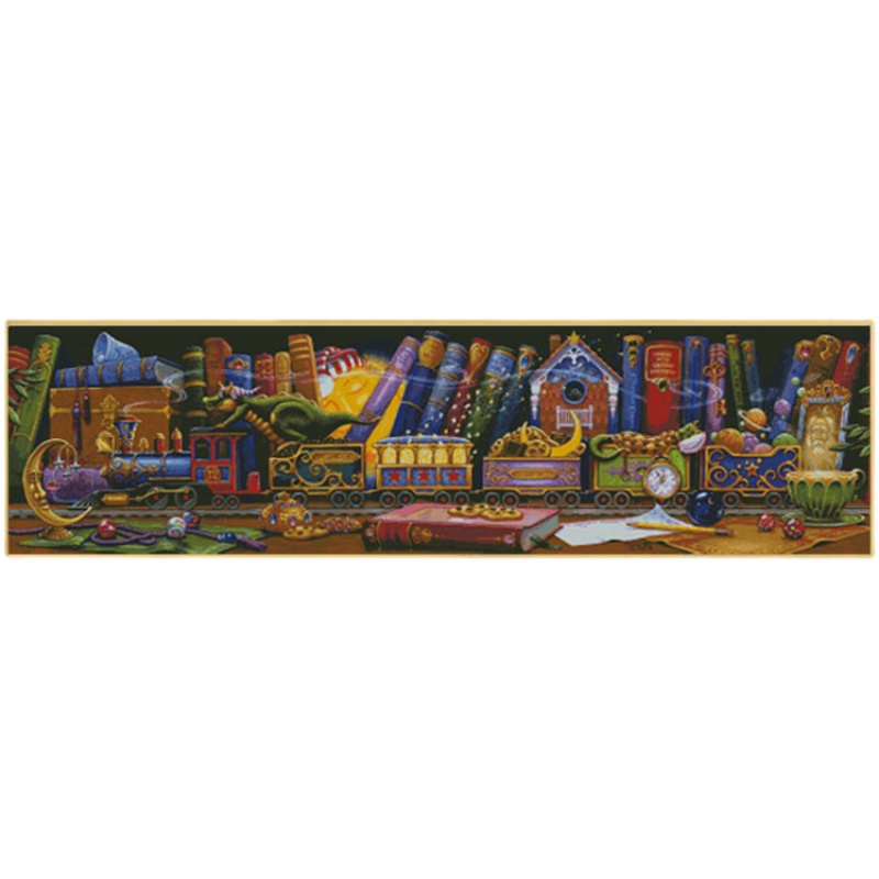 【Brand】Dream Train 14CT Pre-stamped Canvas(123*40cm) 90 Colors Cross Stitch