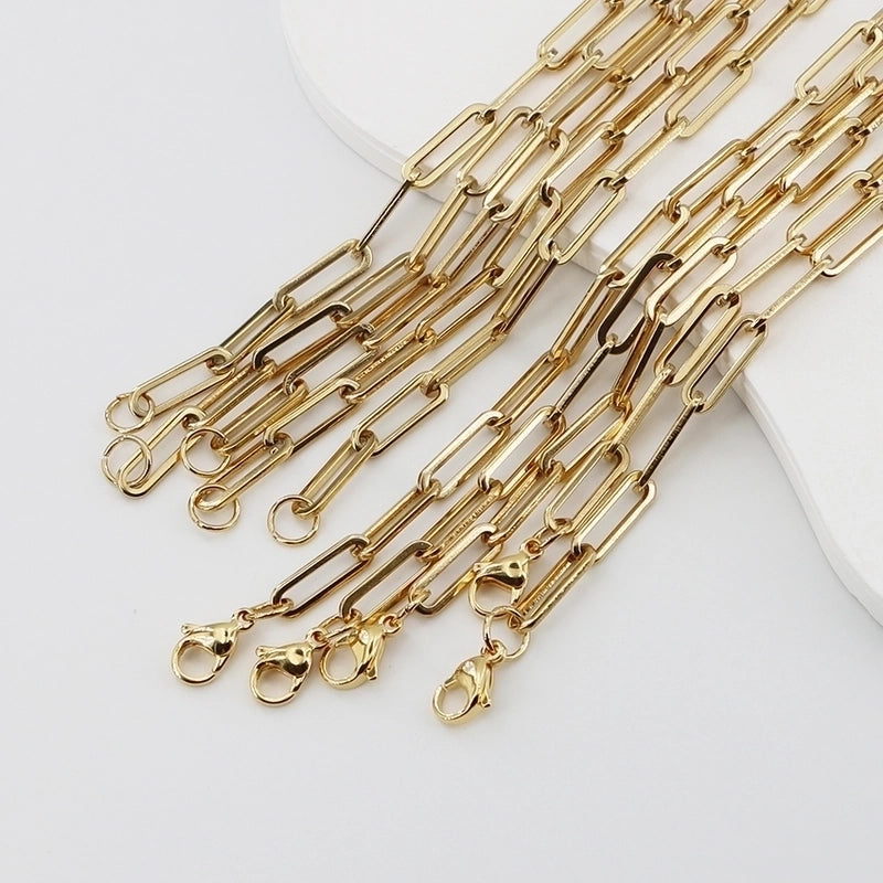 Minimalist Paper Clip 304 Stainless Steel Gold Plated Necklace