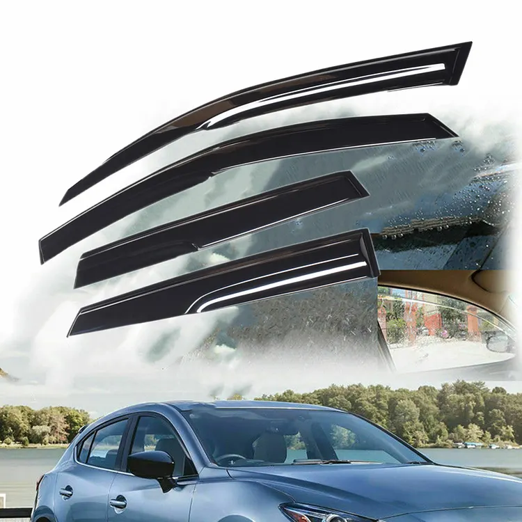 Silscvtt Window Vent Visors Shade Sun Rain Wind Guards Deflectors Cover Acrylic Outside Replacement for Mazda 3 Hatchback 2004-2009