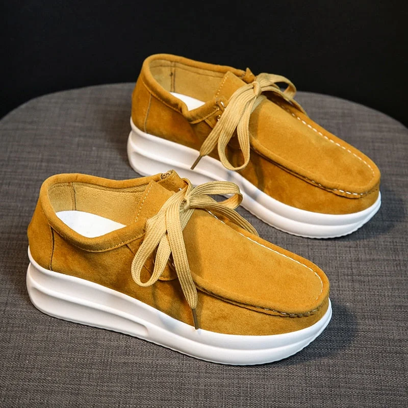 Chunky Sneakers Women 2021 New Solid Color Thick Bottom Lace Up Walking Women's Shoes Female Breathable Non Slip Platform Shoes