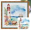 Seaside Lighthouse-11CT Stamped Cross Stitch 40*40cm/15.75*15.75in