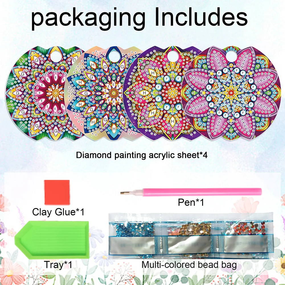 8pcs Mandala DIY Diamond Art Cup Lid Accessories Bling Tumbler Lid Plate