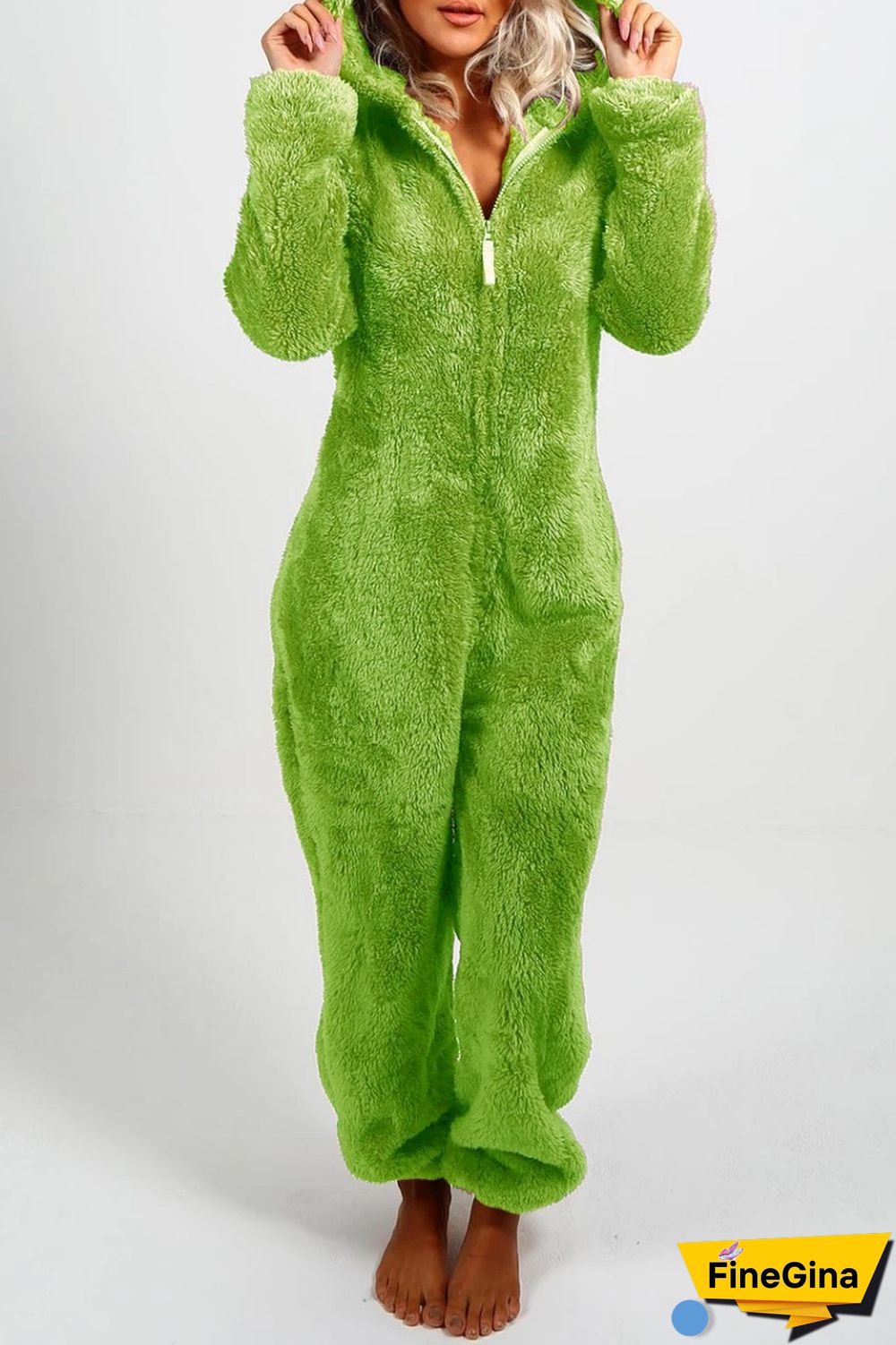 Yellow Casual Living Solid Patchwork Hooded Collar Regular Jumpsuits