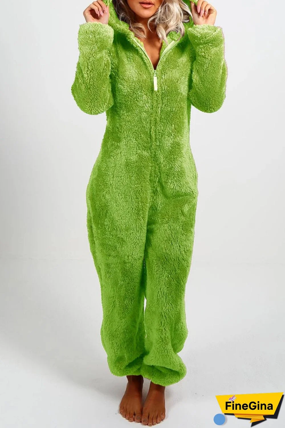 Yellow Casual Living Solid Patchwork Hooded Collar Regular Jumpsuits