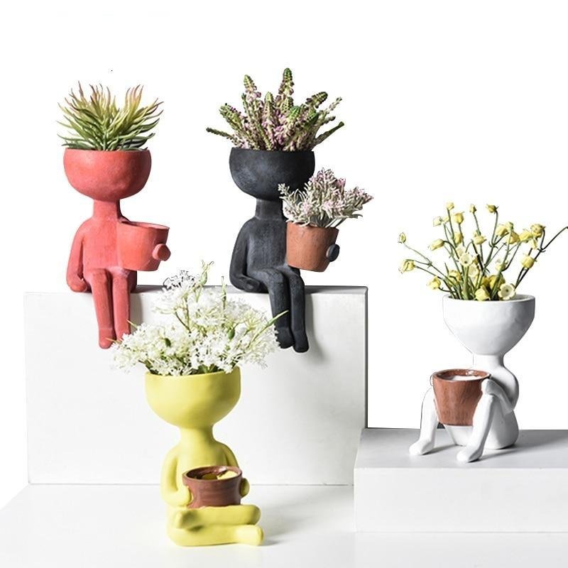 Humanoid Ceramic Flower Cute Vase