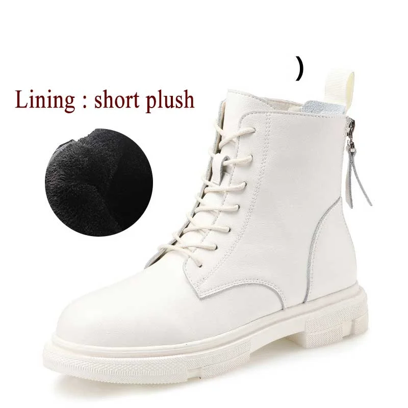 Fashion Boots Women Platform 2021 Autumn Winter Warm Leather Zipper Short Boots Female Motorcycle Martin Boot Botas Mujer Black