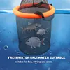 Floating Fishing Bait Basket Mesh Collapsible Fish Keeper Live Fish Net Cage