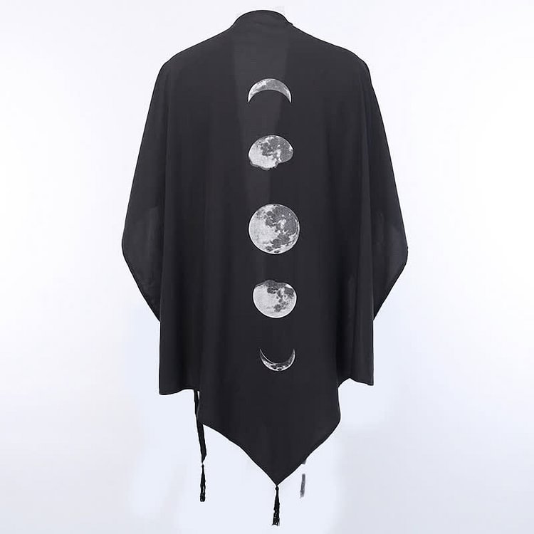Moon Print Bat Sleeve Loose Cloak - Modakawa Modakawa