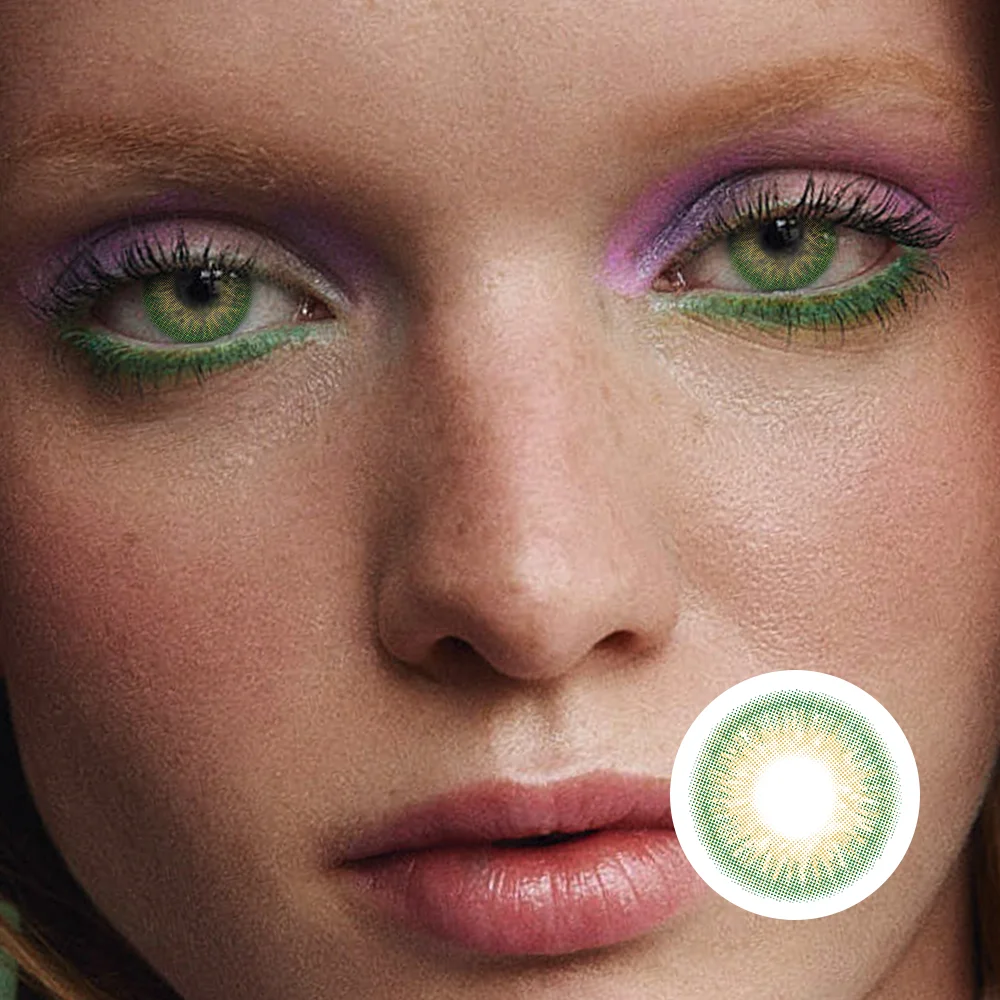 NEBULALENS Peggy-Iris Green Yearly Prescription Colored Contacts NEBULALENS
