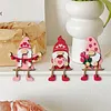 Wooden Valentines Gnome Figurines Decoration with Dangling Legs for Home Office