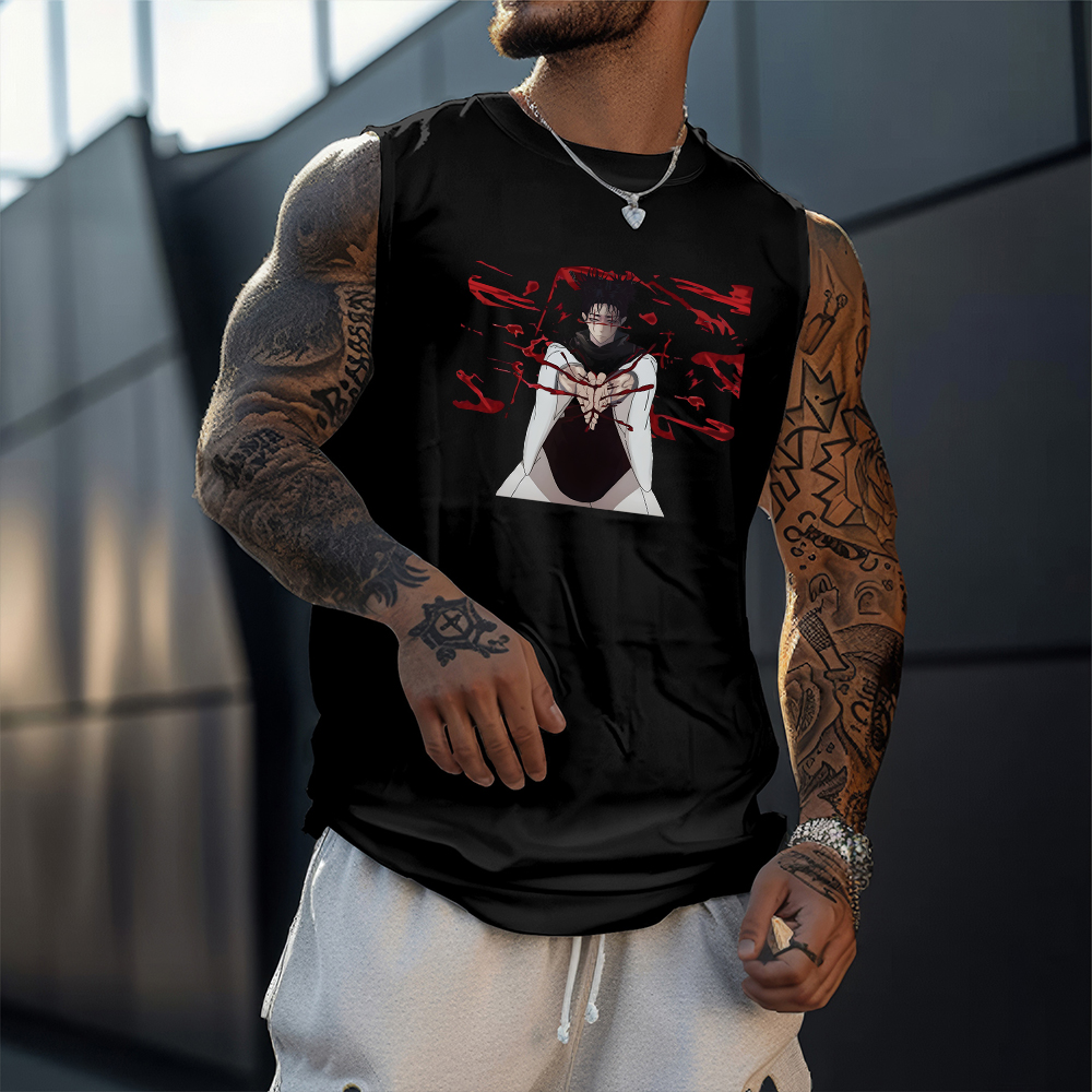 Casual Anime Print Fitness Tank Top