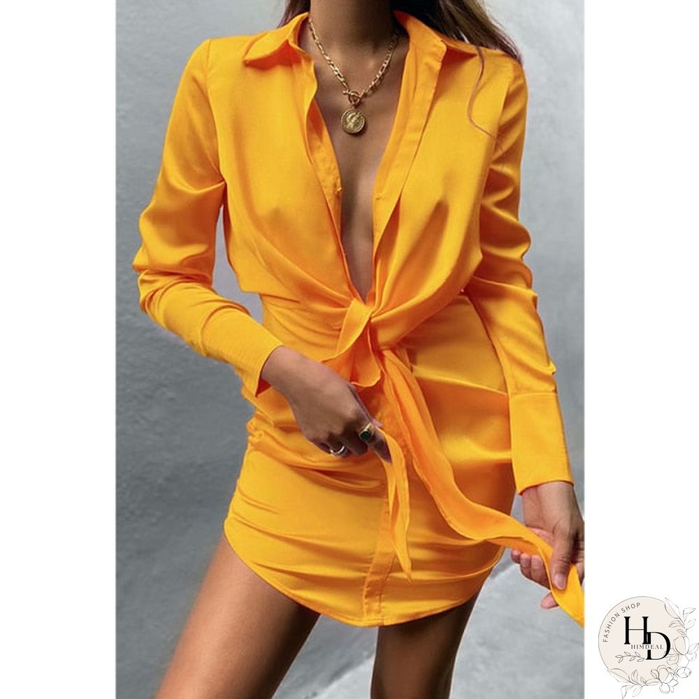 Special Interest Design Mini Dress Summer Long Sleeves Women Irregularity Pleated Vocation